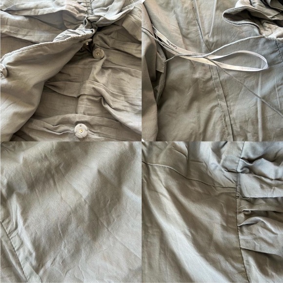 Calvin Klein Coquette Grey Ruffled Blouse with Waist Tie Blouse size large. - Picture 6 of 8